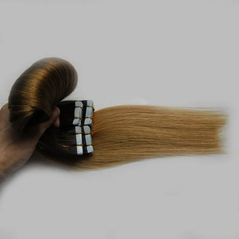 Nakładać Taśma Klej Skóra Weft Hair Ombre Taśma w Ludzkich Włosach Rozszerzenia Srebrne Szary Rozszerzenia Blondynki Przedłużanie włosów 40 sztuk 18 "20" 22 "24"