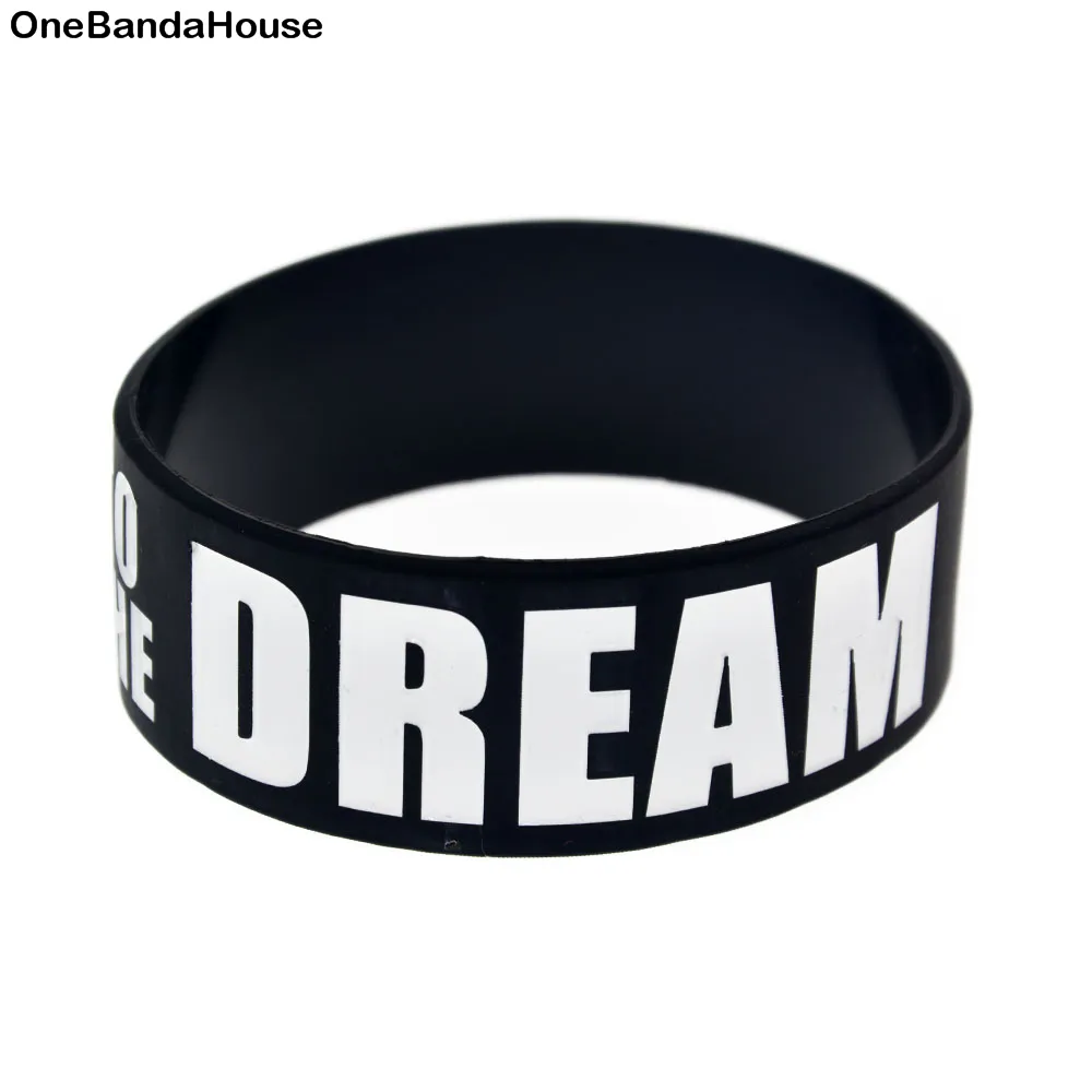 1PC Road to The Dream Silicone Wristband 1 Inch Wide Flexible And Strong Fashion Jewelry Black