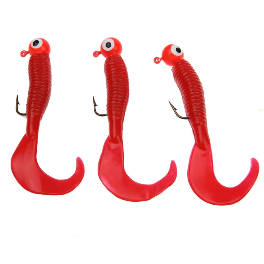 17Pcs/Set Soft Fishing Lures Lead Jig Head Hook Grub Worm Soft Silicone Baits Shads Pesca Fishing Tackle Artificial Bait Lure