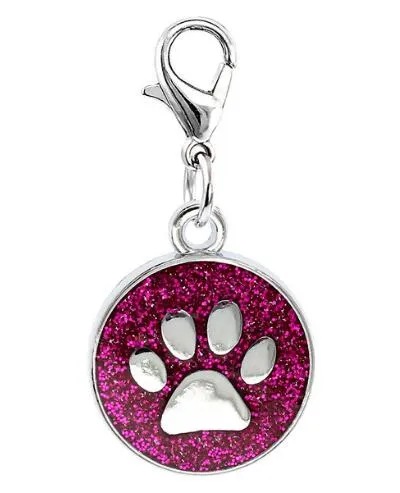 lot färger 18mm fotavtryck katt hund tass tryck hängande pendell charm med hummerlås passar för diy nyckelchains mode smycken9131082