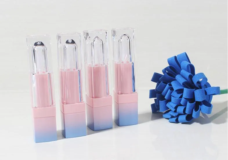 Square Empty Lip Gloss Tube Gradient Pink Blue Plastic Elegant Lipstick Liquid Cosmetic Containers 5ml Sample SN1223