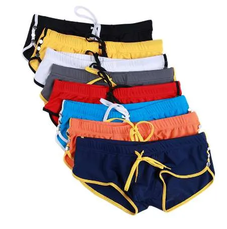 Мужчины сексуальные Купальники мужские боксерные трусы плавание Низкая талия плавать шорты шорты хозяйственные брюки одежда пляж спортивные плавательные костюмы 8 цветов