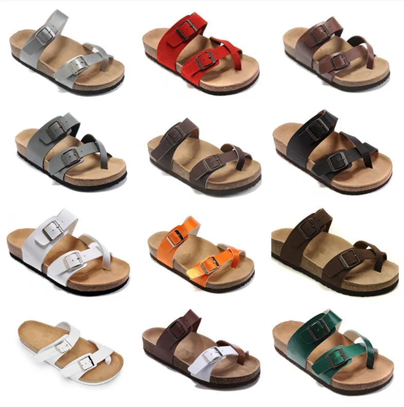 Ny berömda varumärke Arizona Man Flat Sandaler Kvinnor Mode Sommar Strand Casual Skor Buckle Bekväm Toppkvalitet Äkta Läder Tofflor