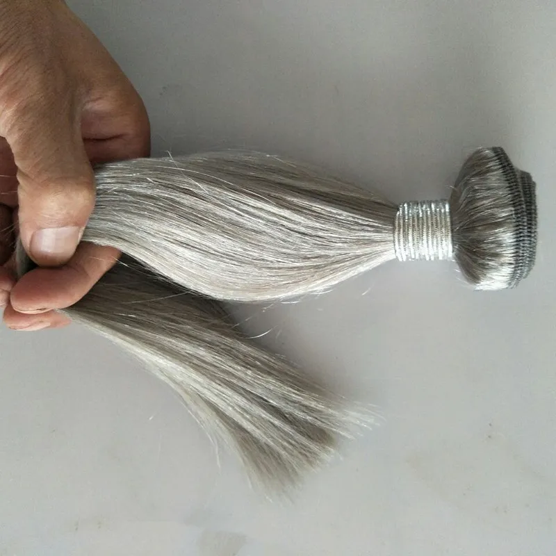 Markt Heißer Verkauf Silbergrau Haarverlängerungen 4 stücke Los menschliche graue Haarwebart 100g Brasilianer Gerade Welle Reines Haar Schuss frei