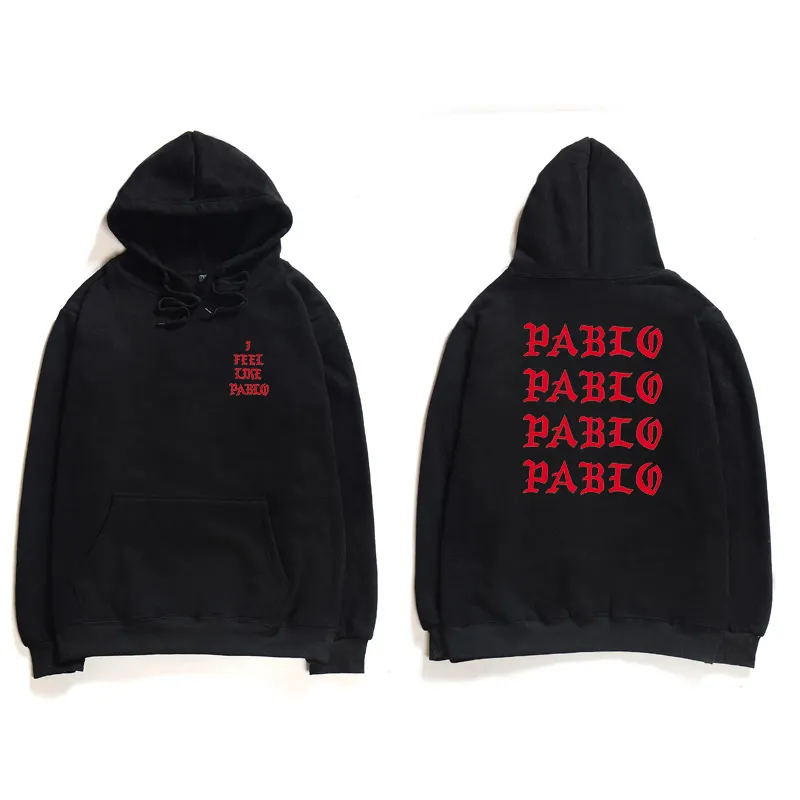 Herren Hoodies Sweatshirts Hip Hop Männer Ich fühle mich wie Pablo West Streetwear Hoodie Brief Print Club