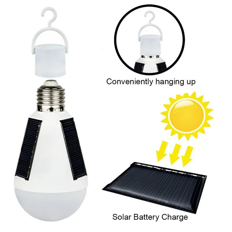 Edison2011 7W 12W E27 Hanging Solar Bulb Energy Rechargeable Emergency LED Bulb Light IP65 Waterproof Solar Panels Powered Night L3088876