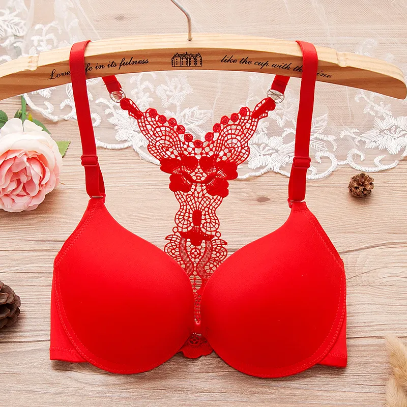 Bras UIECOE Women Lingerie Sexy Solid Lace Front Closure Push Up