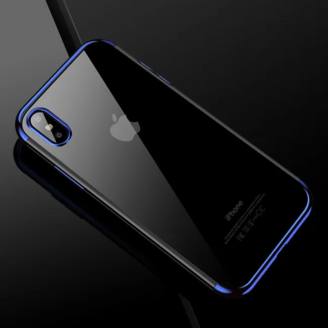 De luxe Placage Doux TPU Coloré Gel Couverture Arrière Téléphone Cas Pour iphone X XS Max XR 8 7 6 6 S Plus Galaxy S9 Plus