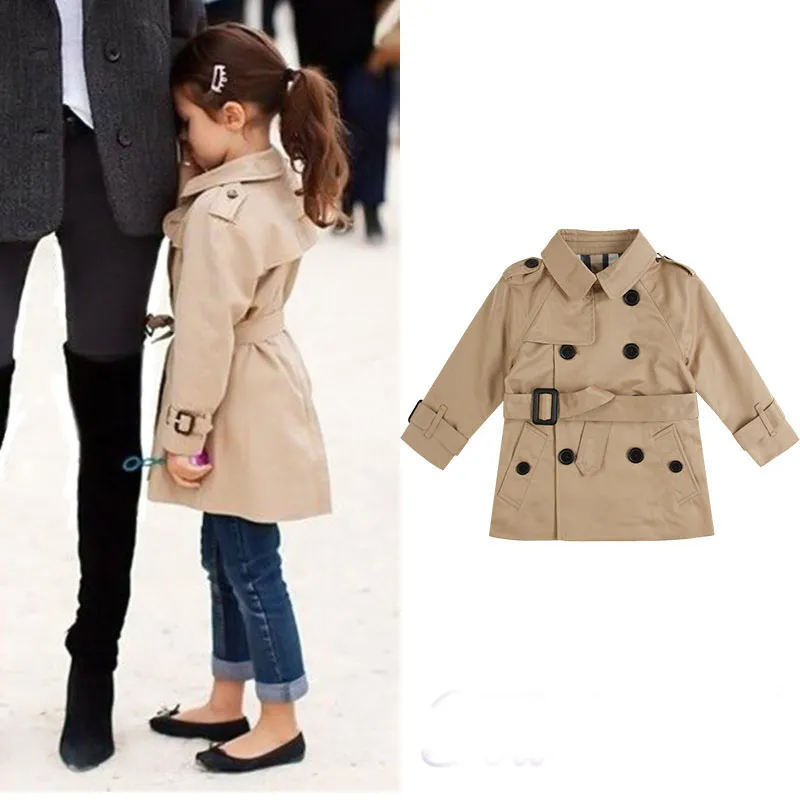 Filles Trench Manteau Automne Hiver Enfants Parka SurvêtementCoat pour Filles Double Boutonnage Enfants Vêtements Tops Veste Outwear 2-8T