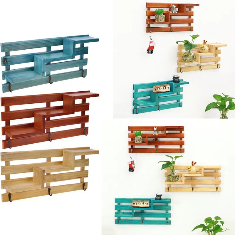 Uchwyt na ścianie Drewno Półka Kuchnia Łazienka Rack Organizer Small Key Wiszące Przechowywanie Case Home Decoration