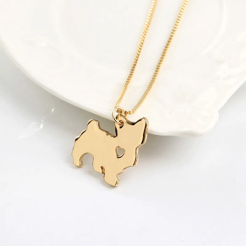 Fashion Dog Pendant Necklaces For Women Men Heart Puppy Gold Silver Plated Choker Necklace Jewelry Gift