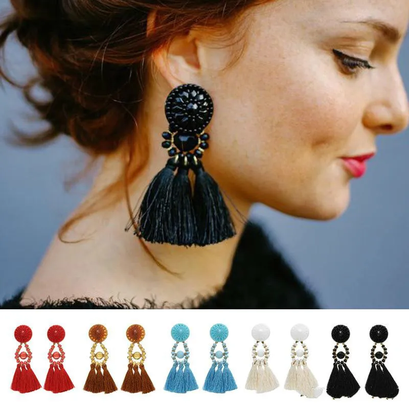 Boho Chic: Long Beaded Tassel Earrings - Dangle Bead Earrings for Women ...