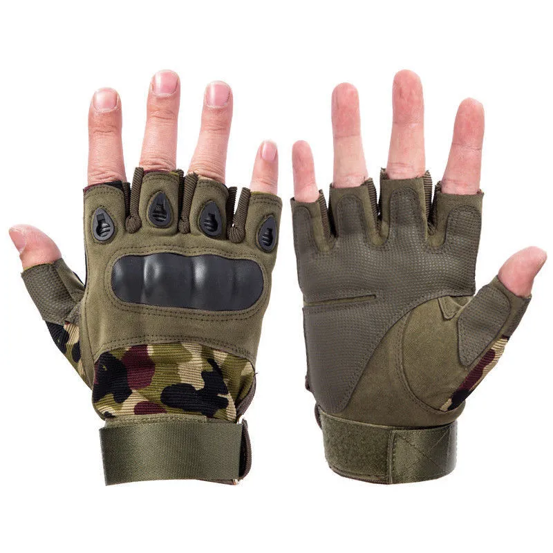 Tactical Hard Knuckle Guanti mezze dita Esercito da uomo Combattimento Caccia Tiro Airsoft Paintball Police Duty - Senza dita