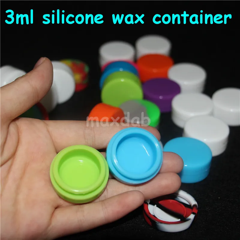 3ml Non-stick Silicone dabber jar boxes tool Container For Wax Bho Oil Butane rigs water pipe