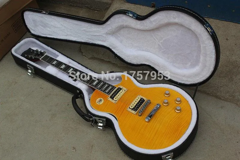 Factory Custom Shop 100 Ny Flame Maple Top Slash Standard Elektrisk gitarr med snedstreck hårt fodral i lager 1153230113