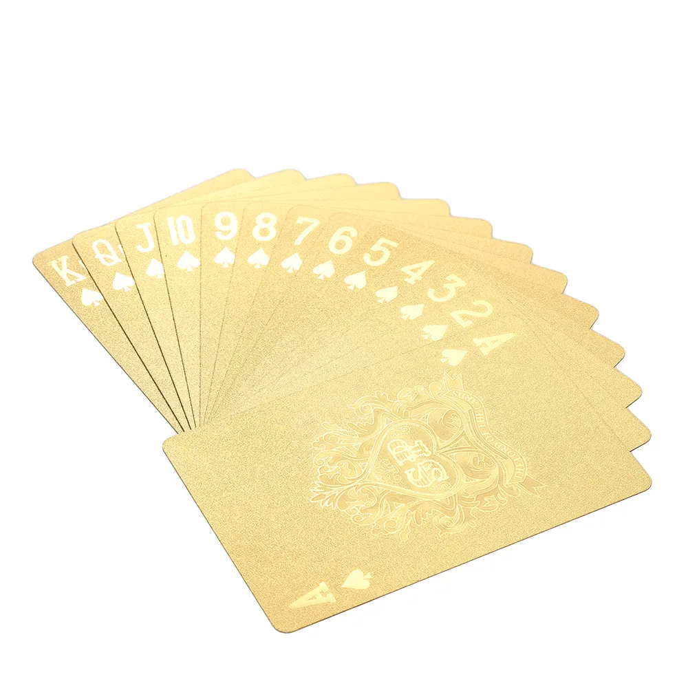 Cartes à jouer de jeu Collection de cadeaux de poker plaqués feuille d'or 24K Deck imperméable durable Cartes imperméables durables