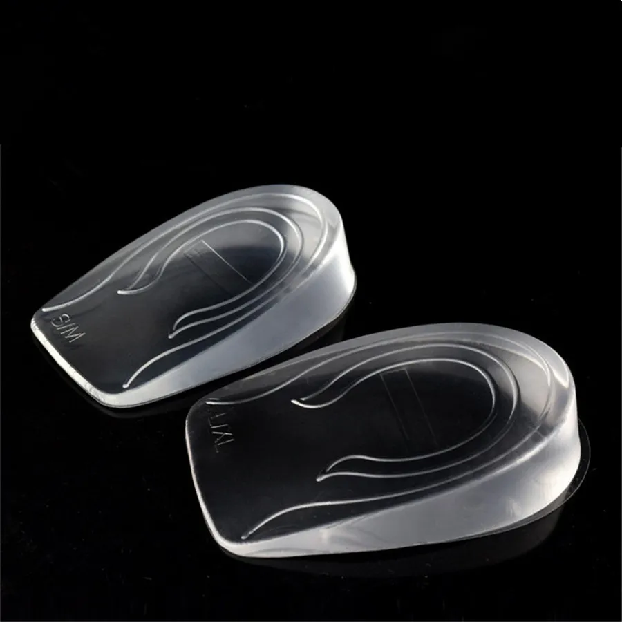 Transparante voet pad siliconen hiel elastische zorg half binnenzool kussen binnenzoolhoogte stijging van 0,8 / 2/3 cm