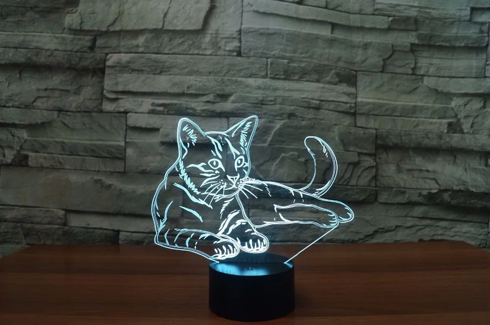ナイトセンサーランプキャット3D LEDアクリルナイトライト 子供