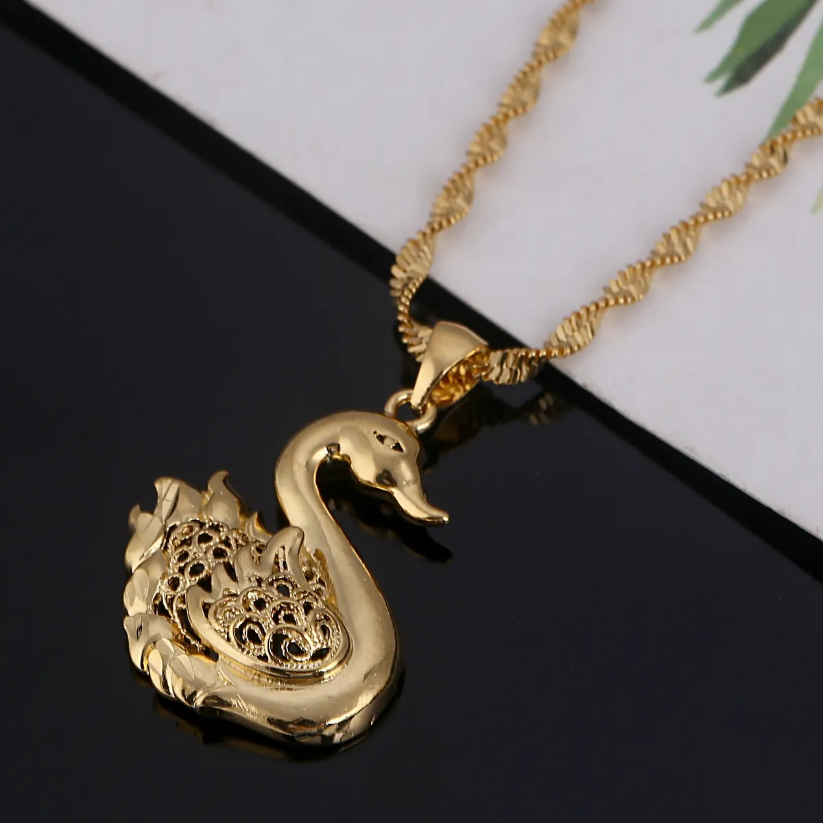 Rose Gold Swan Sterling Silver Necklace – Handmade Joy