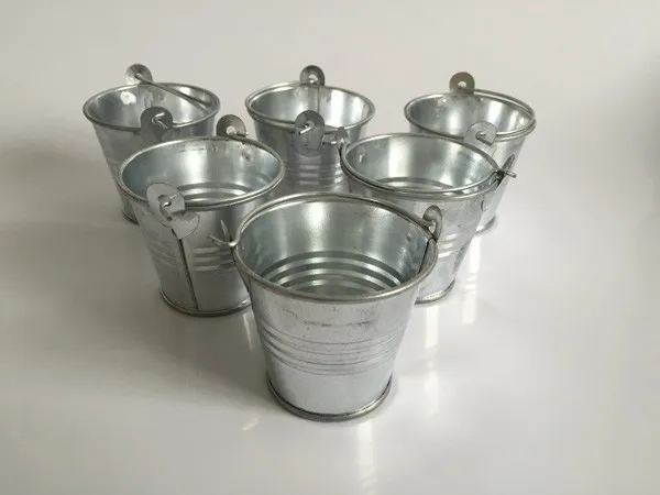 Galvaniserad Metal Bucket Party Favors Dekoration, Mini Planters Tin Pails, Mini Bucket Wedding Party Supply