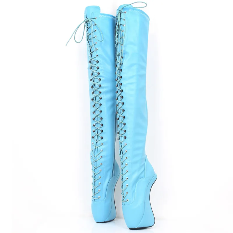 18cm Heel Höjd Sexig Round Toe Hoof Heel Platform Party Over-The-Knee-Boots US Storlek 5.5-14.5 no.mt1828