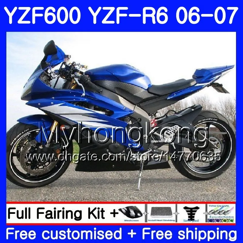 Corpo + Tanque Para YAMAHA YZF R 6 YZF 600 YZF-R6 azul brilhante quente 2006 2007 Quadro 233HM.32 YZF-600 YZF600 YZFR 06 07 YZF R6 06 07 Kit de Carcaças