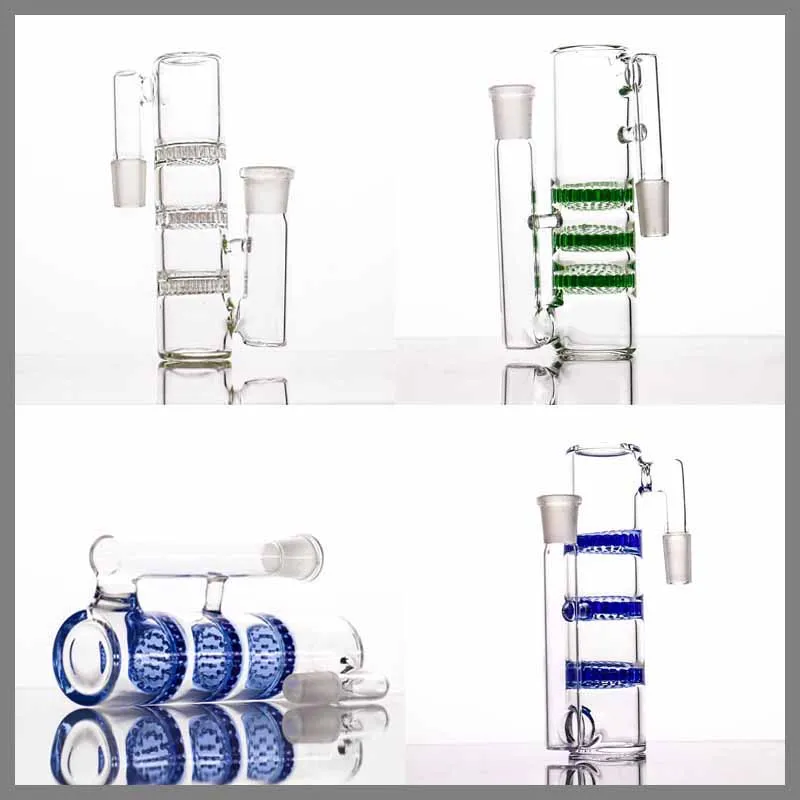 Glass Ash Catcher smoking Three Honeycombs Perc 145188mm triple HC Bong Precooler Various Colors Factory Direct 7490019