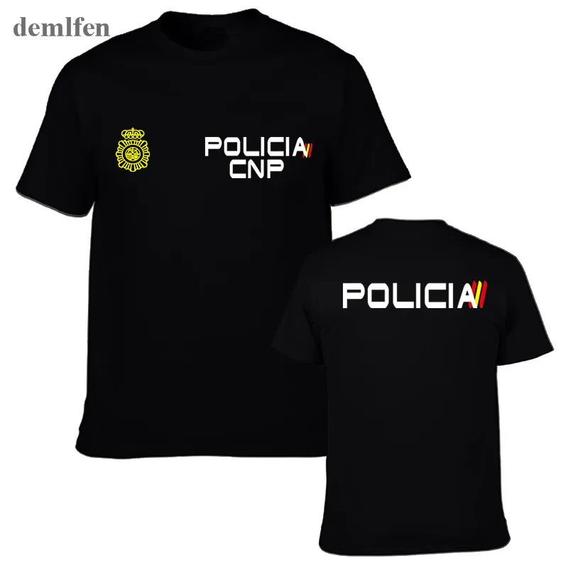 Espana Policiaスペイン国民エスパナ・ポリチアアンチリオットスワットジオは特別な部隊男性Tシャツトップスティー