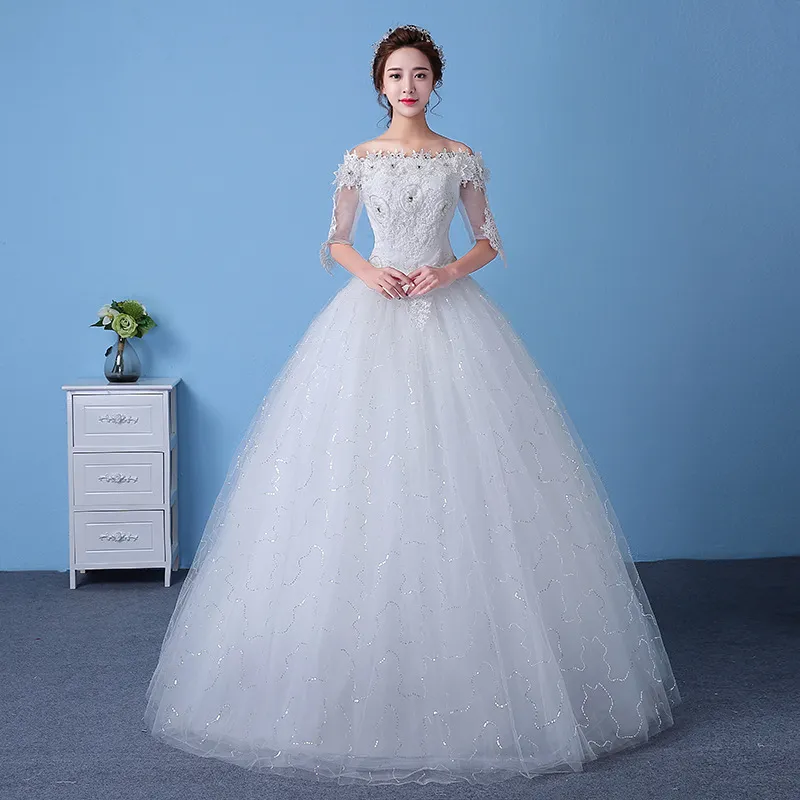 Vraie Photo Or Broderie Courte Dentelle Robe De Mariée Rouge 2018 Bateau Cou Vintage Robes De Mariée Robe De Noiva Robe