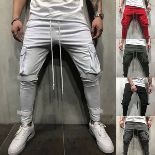 Hip Hop Harem 2018 Pantalones masculinos Joggers para hombre Pantalones multibolsillos sólidos Tallas grandes M-XXXL C18111201