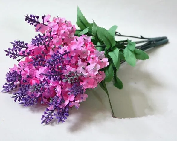 Hot Silk Lavender Bunch 5 stjälkar /bit 10st Lavenders Bush Bouquet Simulation Artificial Flower Lilac Purple White Wedding /Home