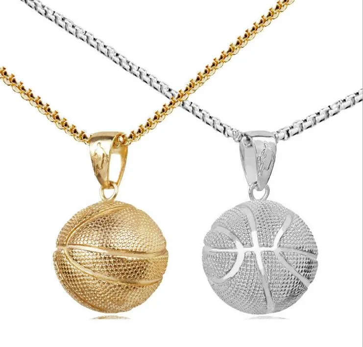 Sports Jewelry Men Basketball Footballl Pendant Necklaces Europe Stainless Steel Gold Plated Neck Chain for Women Sale Wholesale