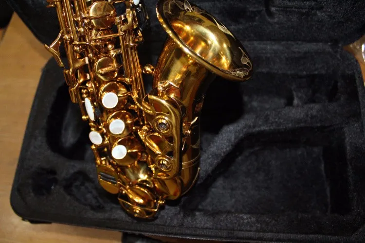 High Quality Brass Exquisite Hand Carved Gold Plated Soprano BB Saxophone B Flat Sax With Case, Mouthpiece 