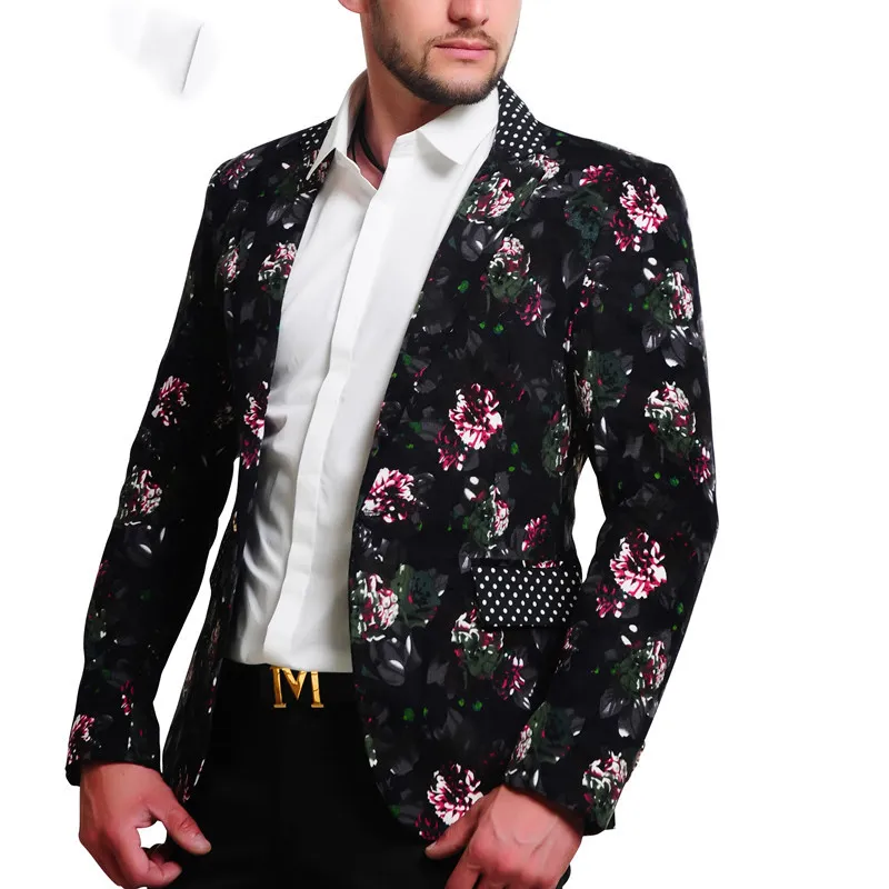 Mens slim best sale fit floral blazer