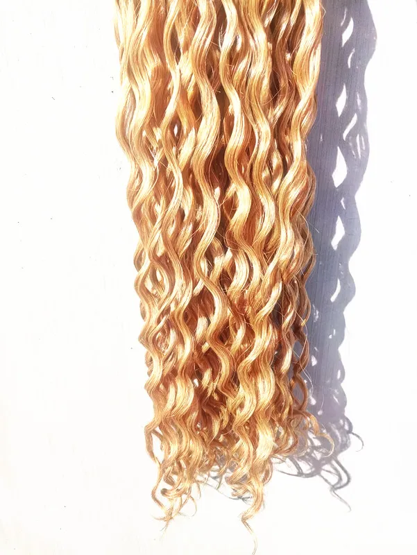 Extensions de cheveux humains brésiliens vierges bouclés profonds Remy blond foncé 27 couleurs trame de cheveux 23 paquets pour tête complète 2609885