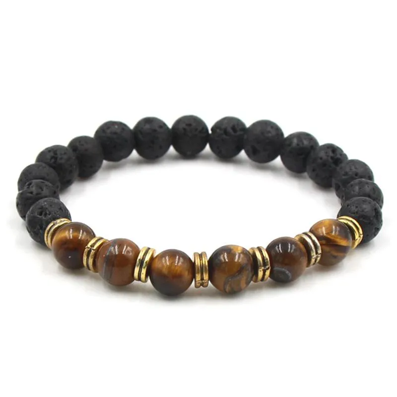 Natural Black Lava Stone Beads DIY Aromatherapy Essential Oil Diffuser Bracelet Stretch Yoga Jewelry