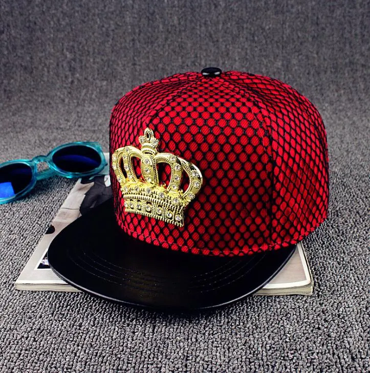 Tide Crystal Metal Crown Designer Hoeden voor mannen Nieuw gaas ademende hiphop honkbal caps mannen high street heren caps gratis verzending