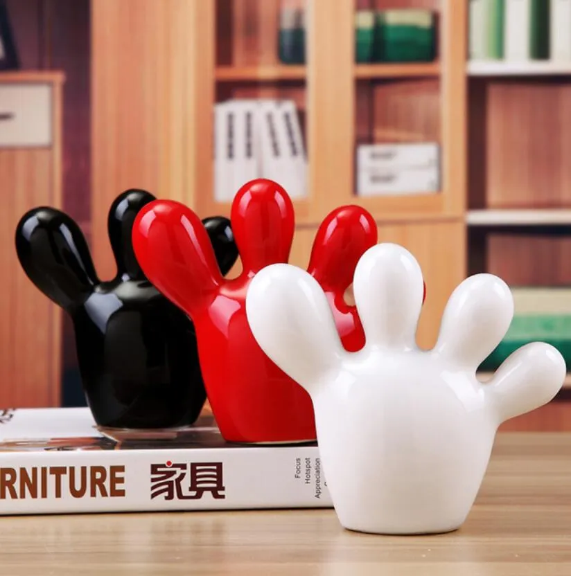 White Black Red Ceramic Small Feet Statue Home Decor Crafts Room