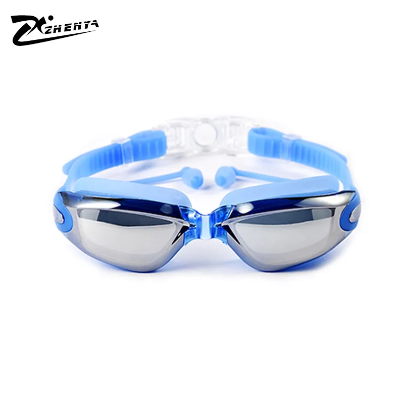 男性女性水泳ガラス防曇紫外線防護水泳眼鏡専門メッキ防水スイミングゴーグル耳栓