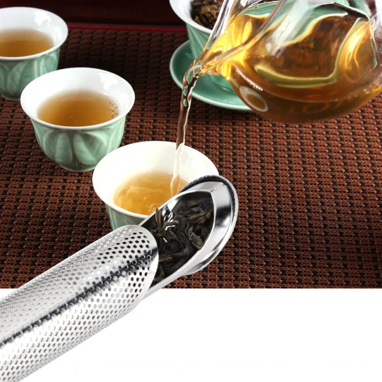 Rostfritt stål Tea Infuser Creative Pipe Design Metal Tea Silter för Mugg Fancy Filter för Puer Tea Herb Teas Tools Tillbehör