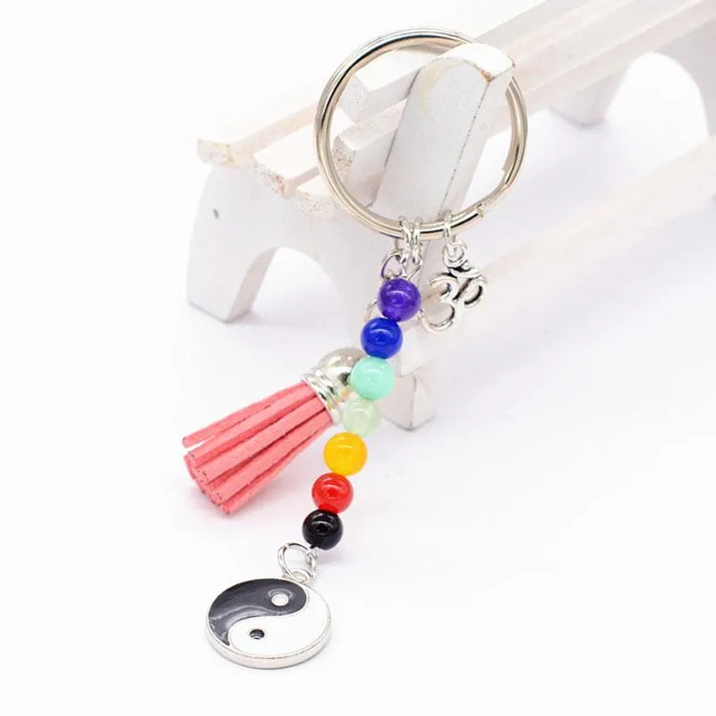 Neue Yoga Yinyang 7 Chakra Perle Schlüsselbund Schlüsselanhänger inspiriert Modeschmuck für Frauen Geschenk