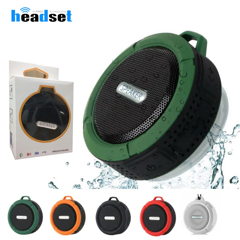 C6 Wireless Bluetooth speakers Waterproof Shower Speaker Drive Stereo Music Player With Snap Hook Suction Cup for smartphones