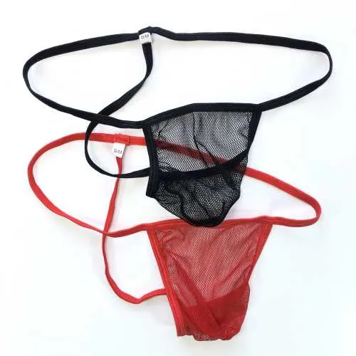 Mens C - thru 끈 팬티 끈 G3447 Small Fishnet 윤곽 파우치 제한 파우치 제한 속옷 Under Thru Mesh Polyester