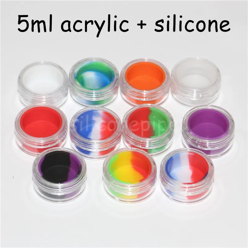 High quality colorful 5ml plastic container insert healthy wax small clear containers with lid silicone jars dab wax container