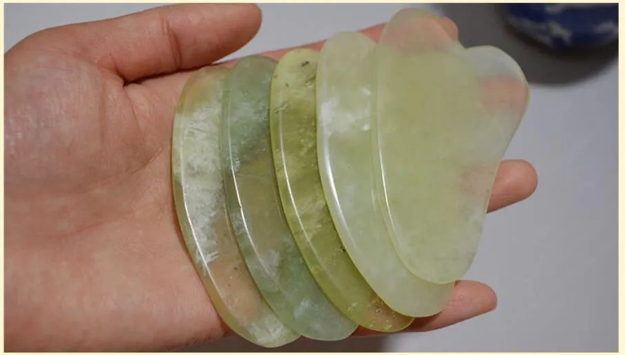 Herramientas chinas de raspado de Jade Natural, herramienta de masaje para tratamiento Facial Gua Sha, herramientas de masaje y cuidado de la salud tradicional chino