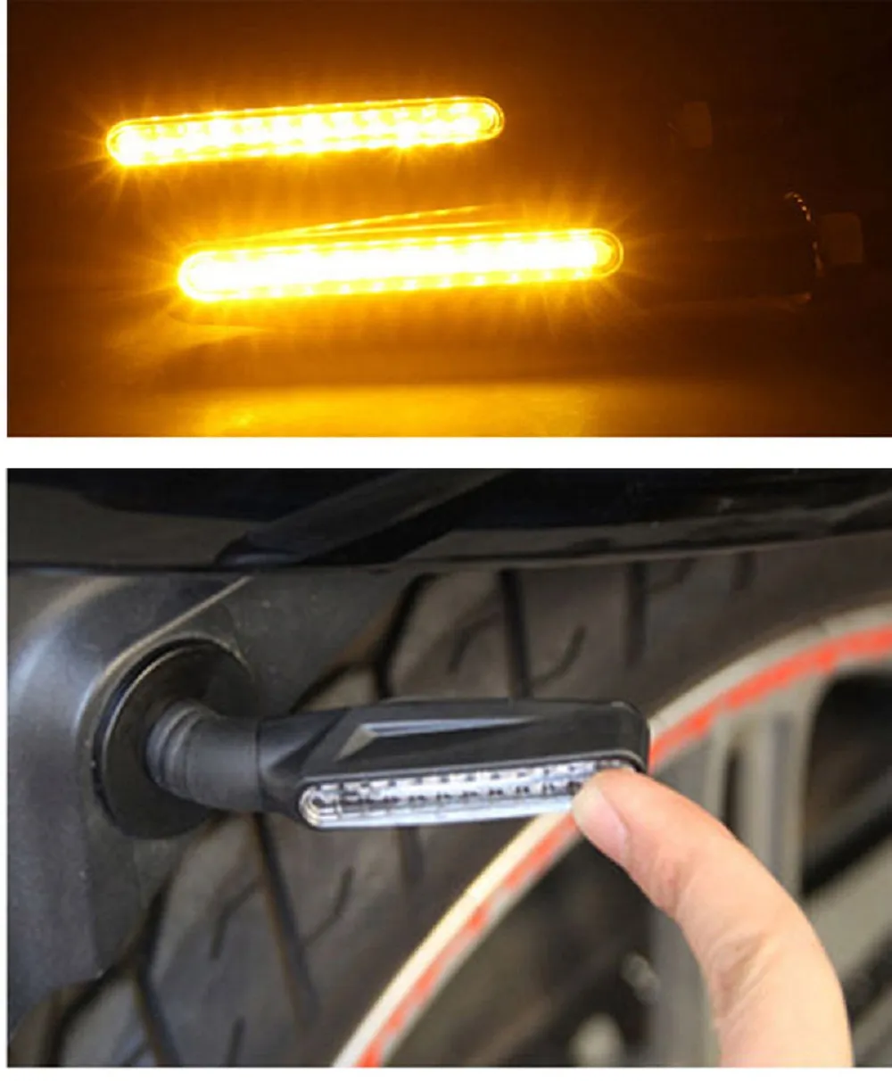 Pampsee 2 stuks Motorfiets Richtingaanwijzer Flexibele 12 LED Richtingaanwijzers Indicatoren Universele Oogkleppen Flashers MSX125