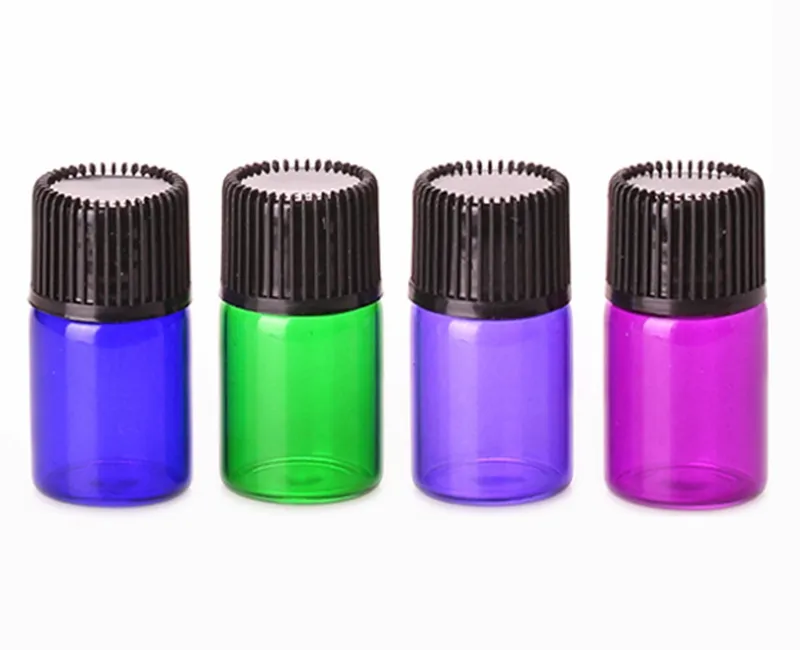 540 pcs/lot 2 ml bouteilles d'huile essentielle colorées Mini flacons d'échantillons en verre Transparent bouteille conteneur 5 couleurs
