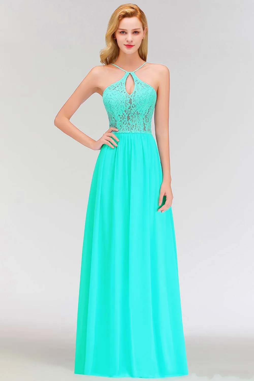 Elegant Chiffon Halter Bridal Gowns: Peacock Green A Line Bridesmaid Dresses  For Summer Weddings & Special Occasions From Werbowy, $80.51 | DHgate.Com