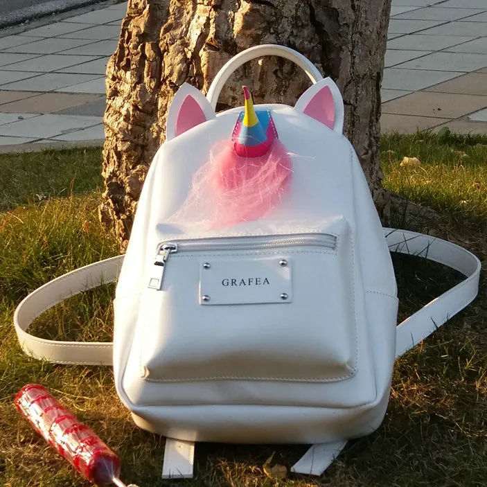 Sac à dos licorne corne Sac à dos Grafea Sac d'école pour fille sympa Sac à dos en cuir Pu Sac à dos de qualité Cartable de sport Sac à dos en plein air320v