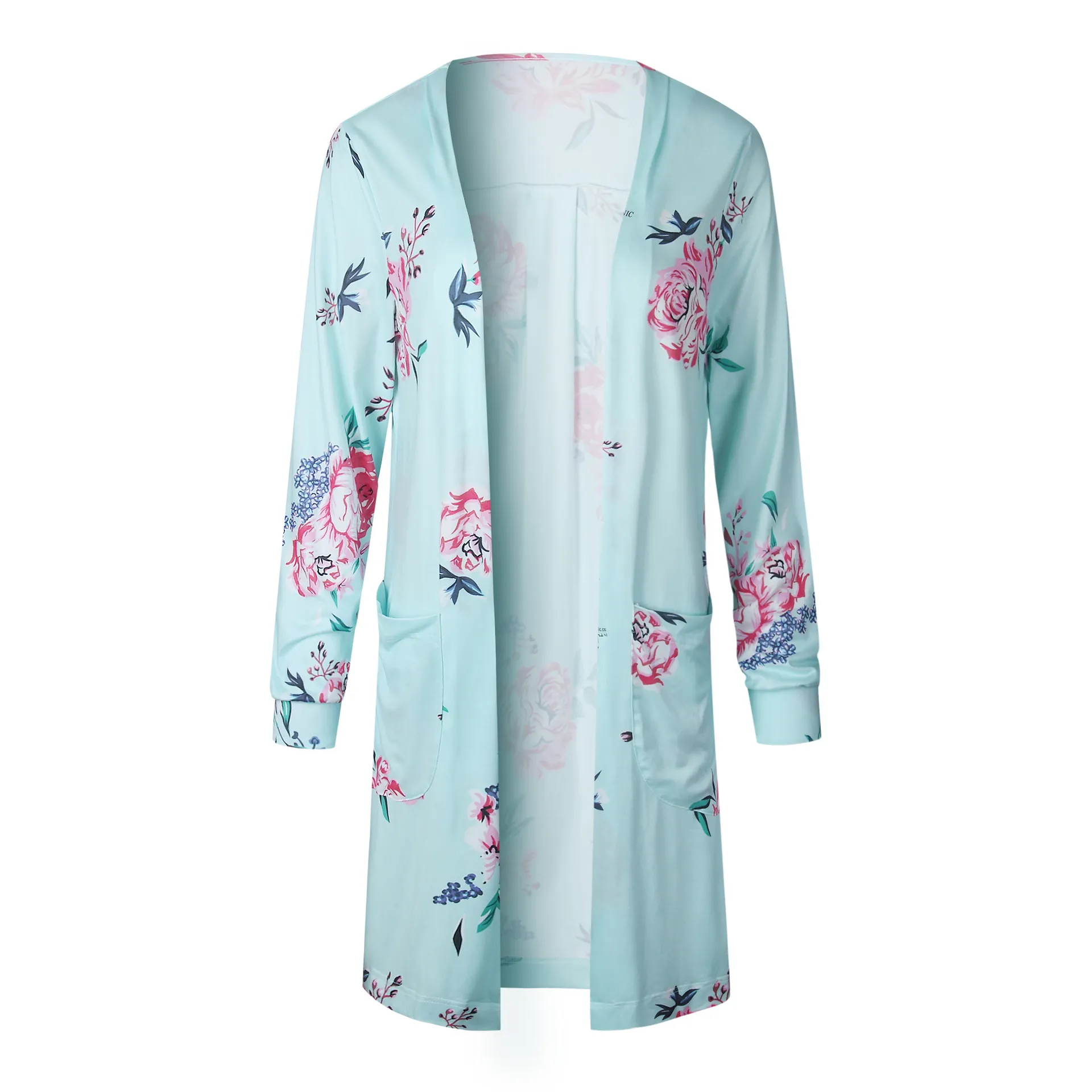 Cardigan a fiori da donna Felpe Cappotti lunghi alla moda Donna Estate Primavera Orologio da spiaggia Top Abbigliamento a maniche lunghe